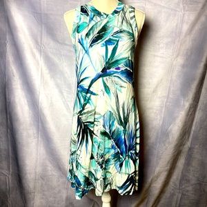 KAREN KANE SLEEVELESS T SHIRT DRESS TROPICAL/FLORAL PRINT SIZED L